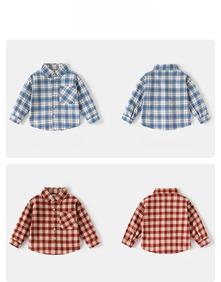 ربيع الخريف الاطفال منقوشة قميص طويل الأكمام الكورية نمط بنين بنات فضفاض المتضخم ملابس خارجية خفيفة بلوزة الأطفال عادية