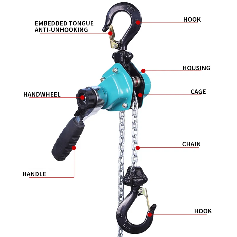 Mini Lever Hoist Chain Block 250KG 500KG 750KG 1.5m 3m Manual Hoist Hook Chain Handle 2M/min Prompt speed