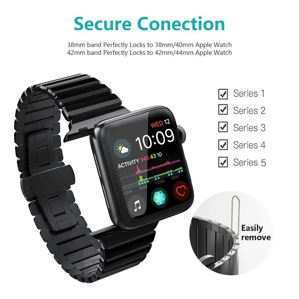 Metal Strap for Apple Watch 9 8 7 45mm 41mm Stainless Steel Butterfly Bracelet for Series Ultra 6 5 4 SE 44mm 40mm 42mm Belt