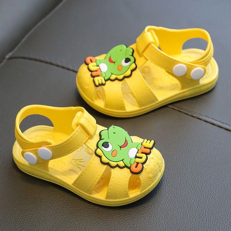 Baby Sandals Summer Closed Toe Kids Beach Shoes PVC Cartoon Soft Sole Toddler Shoes Infant Boys Girls Non-slip Garden Sandals
