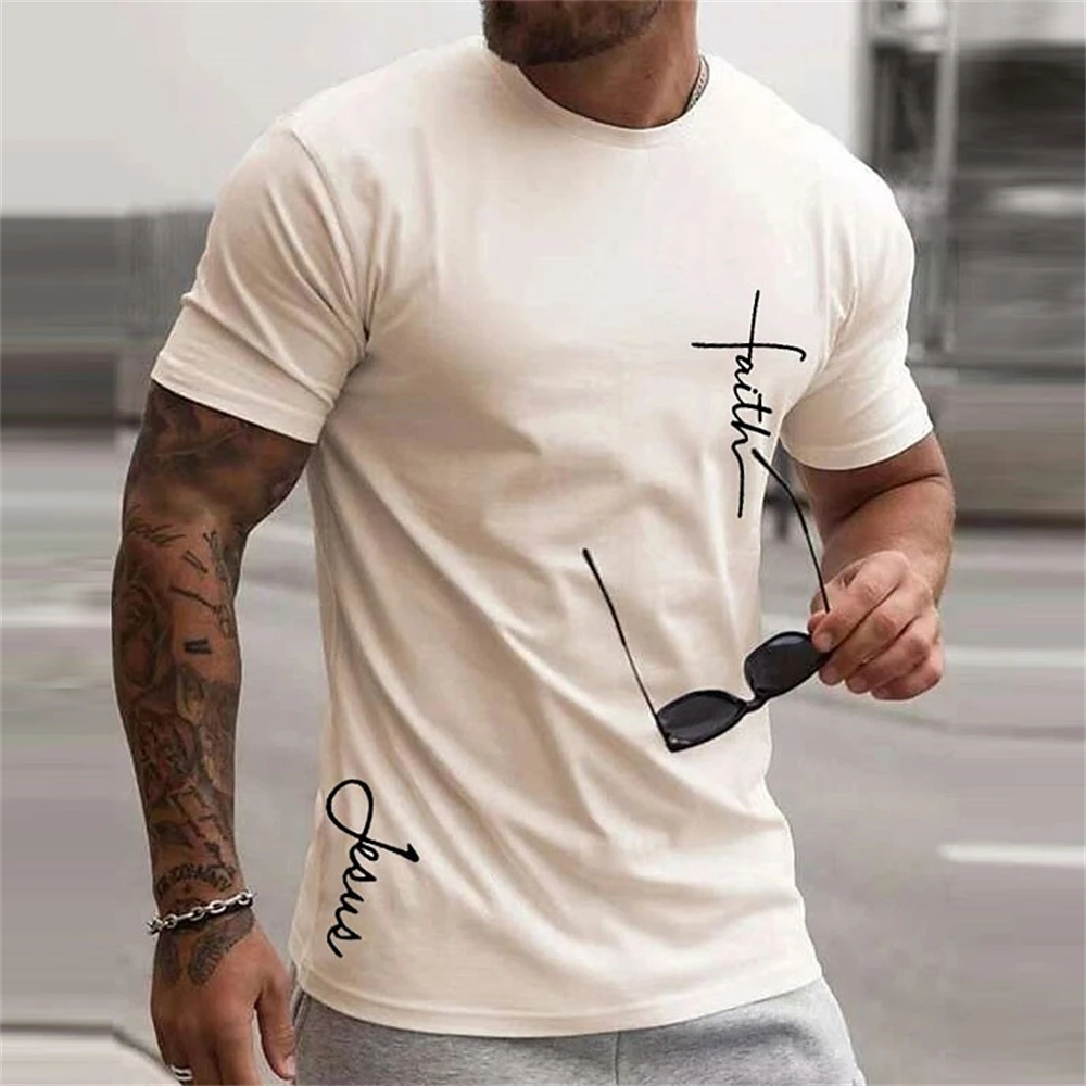 

Fashion T-Shirt For Men Letter Print Summer Men Clothing Daily Casual Short Sleeved Street Cool Top Tee Oversized Sweatshirt 6XL