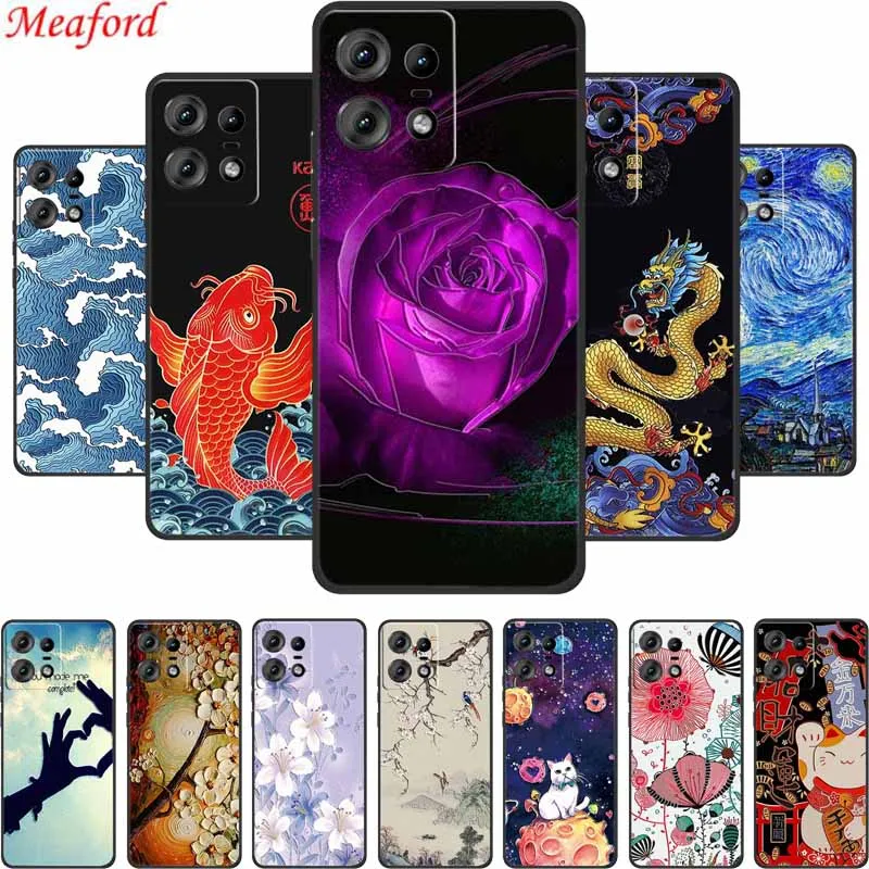 Custodia In Rilievo 3D Per Moto Edge 50 Pro Custodia Per Telefono In Rilievo Fiori In Silicone Soft Coque Per Motorola Edge 50 Pro Cover Posteriore Fu