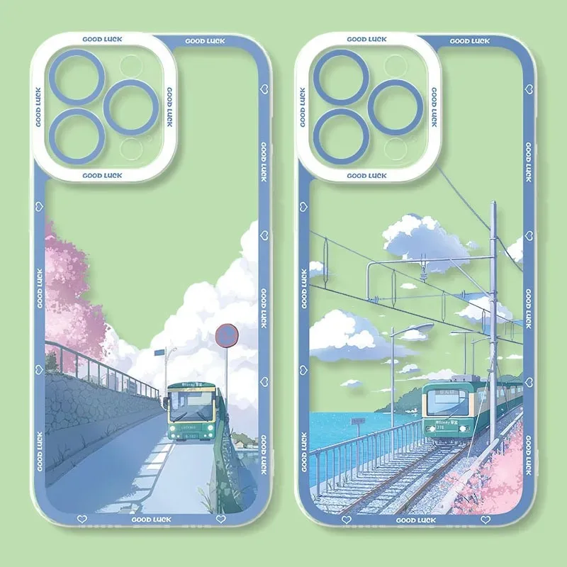 Japanese Anime Scenery Shockproof Transparent Phone Case