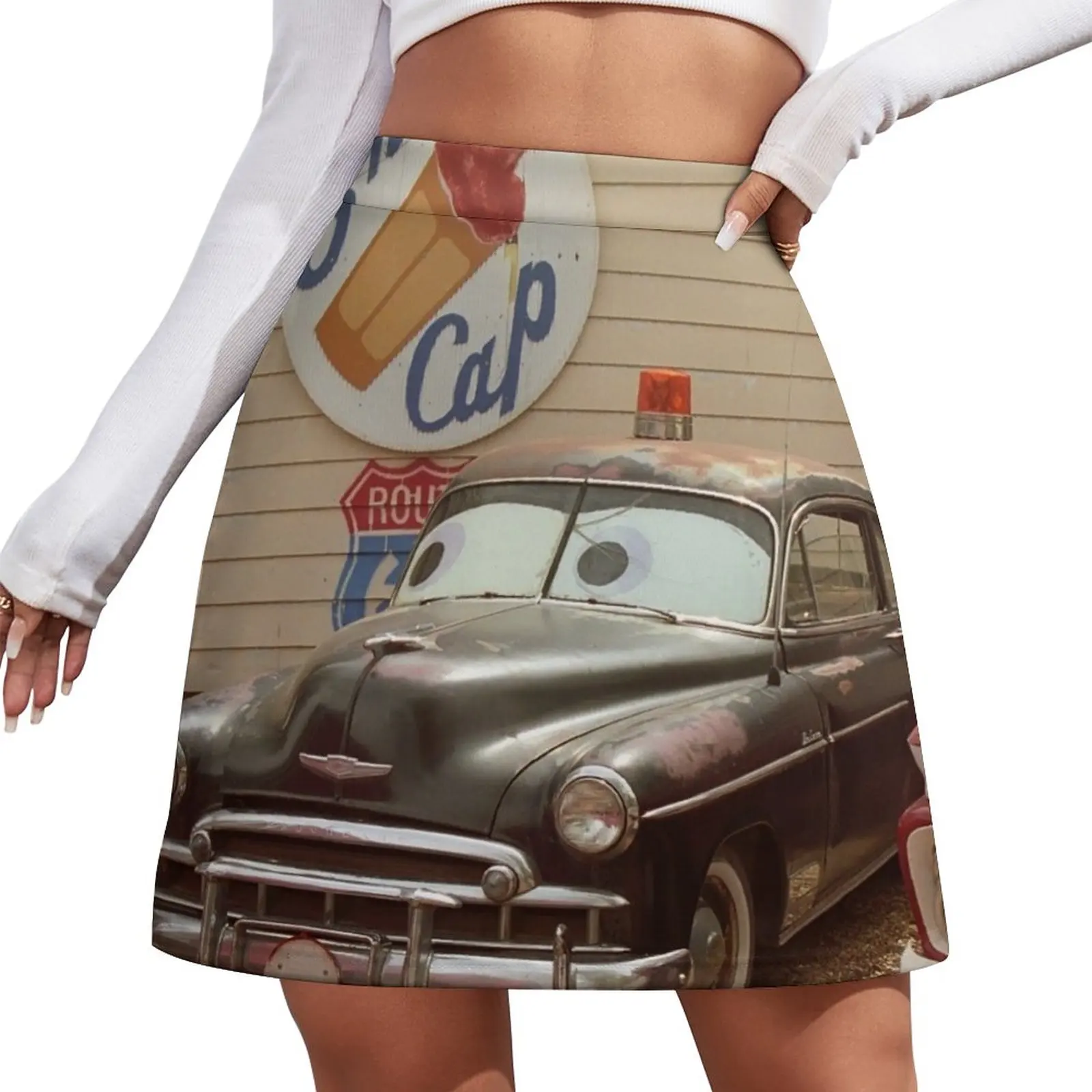 Route 66 Classic Car Mini Skirt women clothes korean luxury clothing Skirt for girls sur la route