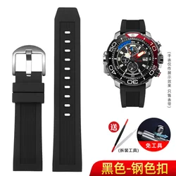 Deluxe Quick Release Silicone Watch Band - Premium Rubber Men's Strap - 22mm (Black silver  A)