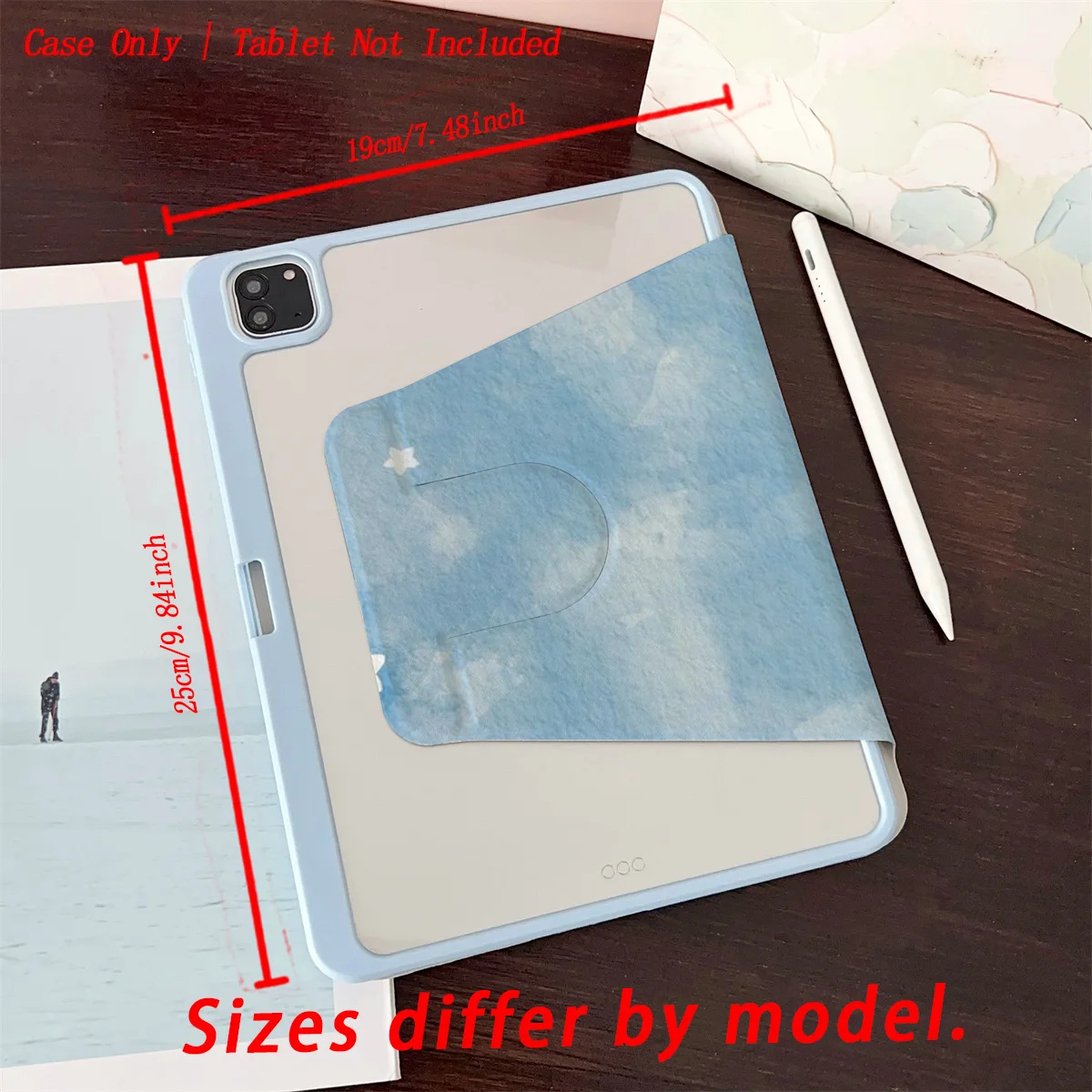 Dreamy Blue Background with White Moon and Stars iPad Case Cover