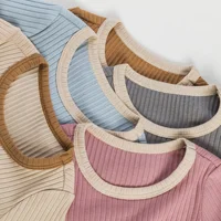 0-24M Unisex Cotton Triangle Climbing Suit Baby Clothing Romper Fashion Color Contrast Romper 3