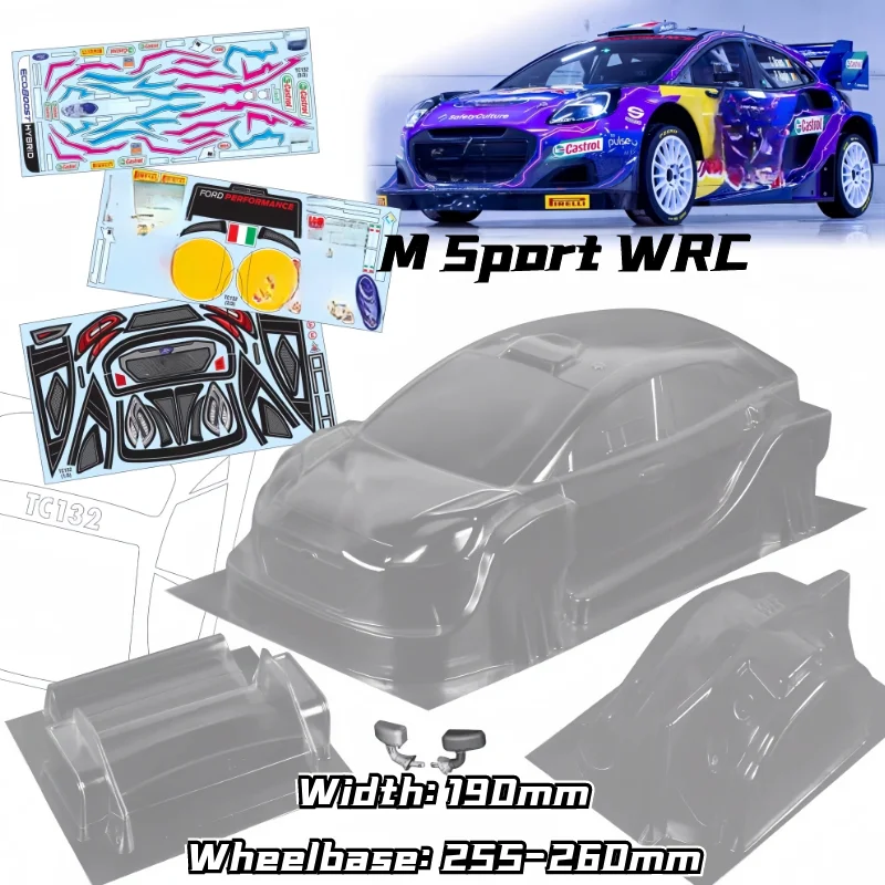 Carrosserie RC 1/10 WRC Rally transparente, prête à peindre, avec supports de montage