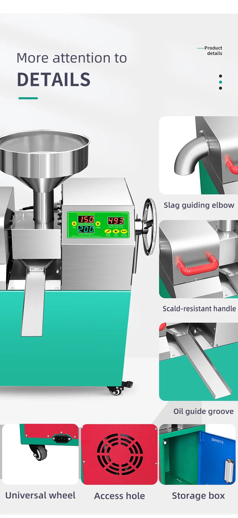 Description Picture 2 of itemP10 Small Commercial Oil Press Fully Automatic Stainless Steel Oil Press 1200w Power 9-15kg per Hour Medium Commercial Selling