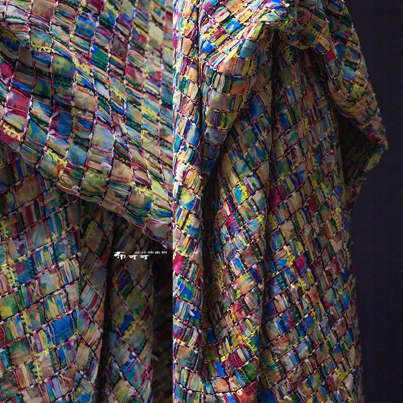 

Heavy Industry Woven Fabric Colorful Floral Patterns Printed Textures Reconstructed Clothing Designer Skirts Jackets Fabrics