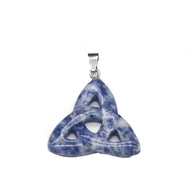 Triquetra Symbol Natural Stone Pendants Celtics Knot Agates Crystal for Jewelry Making DIY Women Necklace Earrings Crafts Sodalite