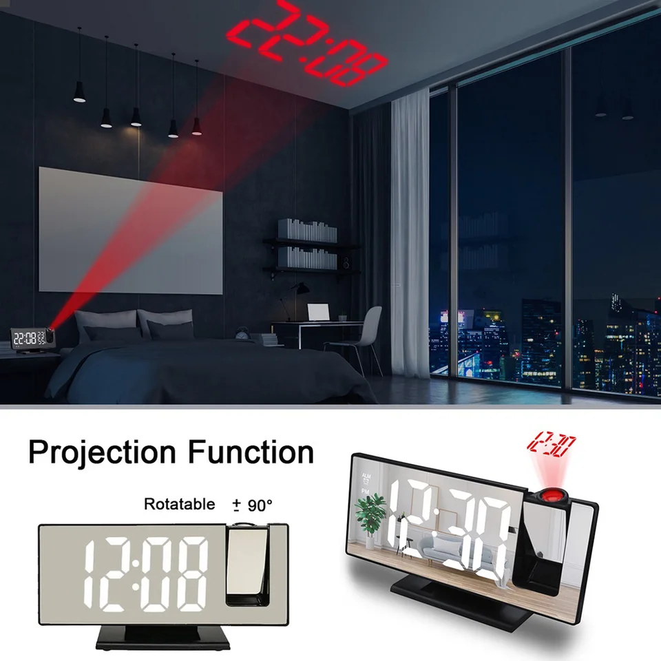 Reloj despertador digital con calendario, temperatura y con proyector de la  hora - Solohombre