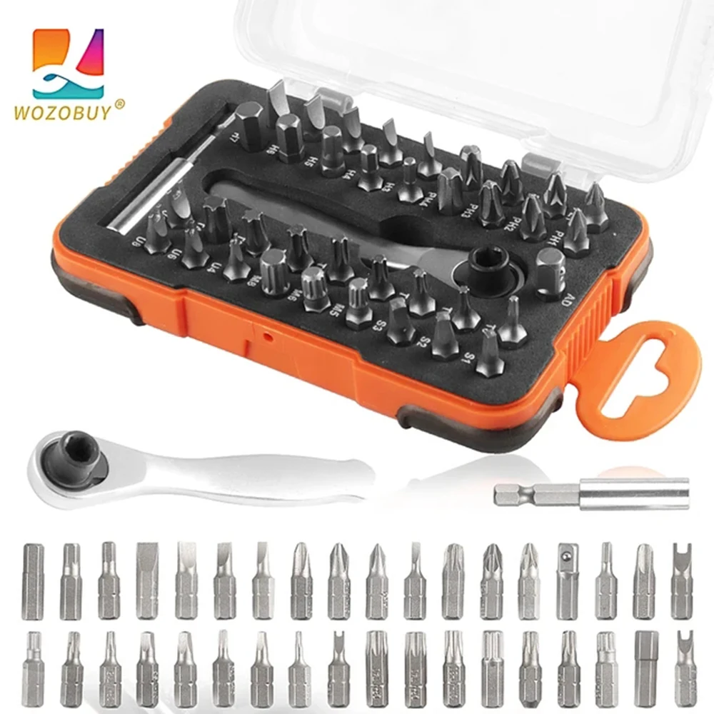 

Ratcheting Screwdriver Set Retractable Household Multifunctional Plum Shaped Rice Word Ratchet Screwdriver Box 1 Set