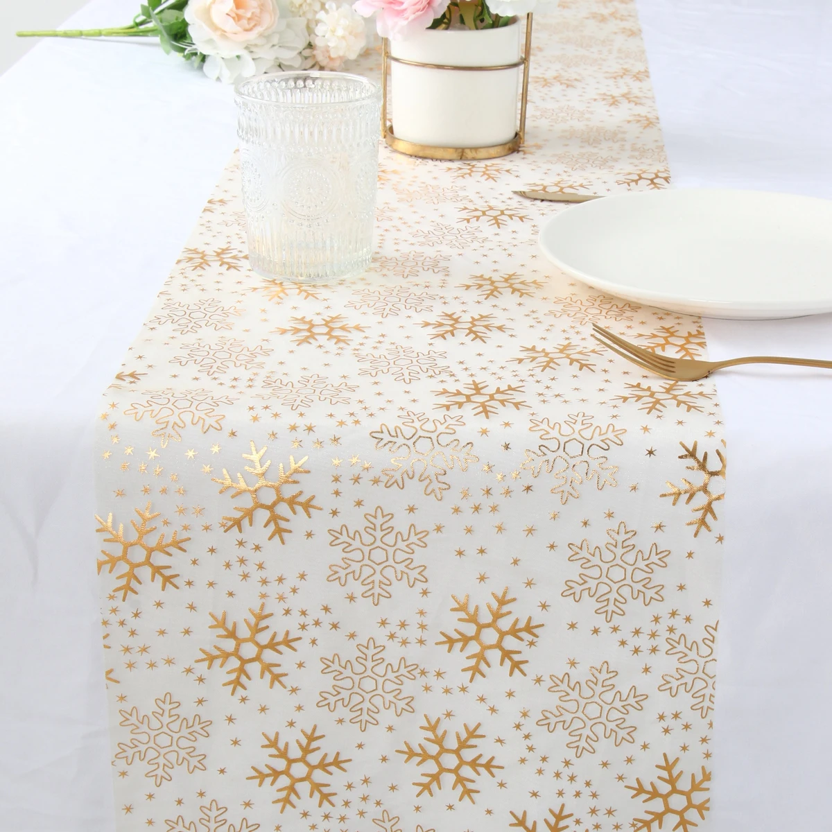 Christmas Table Runners Gold Sequin Glitter Metallic Thin Tablerunner Merry Christmas Decorations 2023 Navidad Gifts New Year