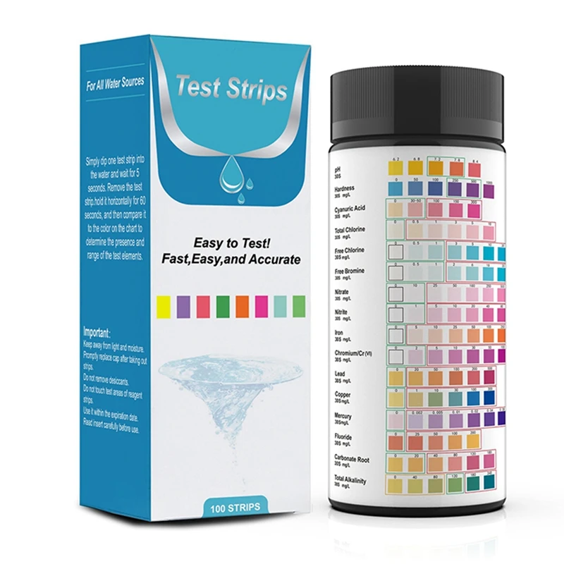 16 In 1 Drinking Water Test Kit Accessory Tap And Water Test Strips With Hardness 100 PCS