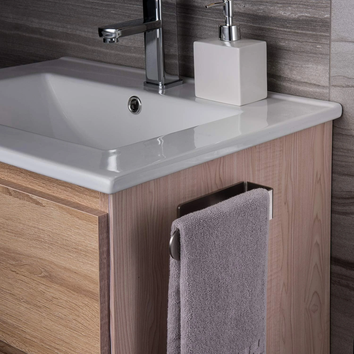 Elegant Premium Taozun Self-Adhesive Hand Towel Holder-Stylish Brushed SUS 304 Stainless Steel Hand Towel Ring for Bathroom -