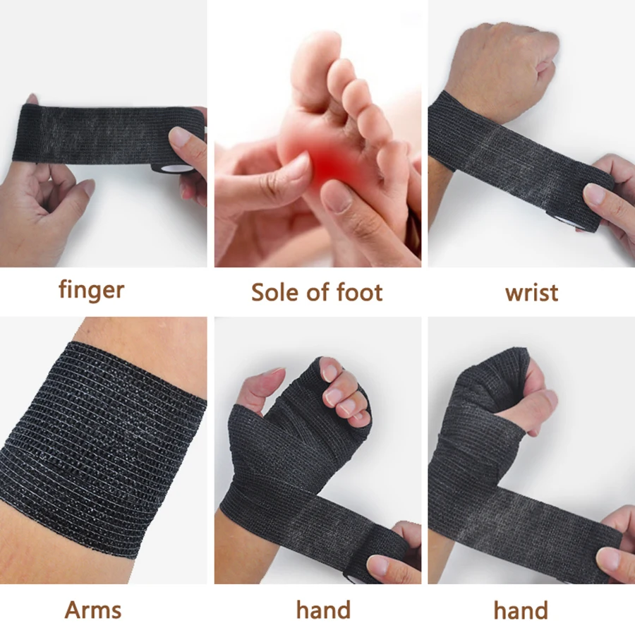 6pcs/12pcs/24pcs Black Gauze Sports Bandage – 5cm x 4.5m 4