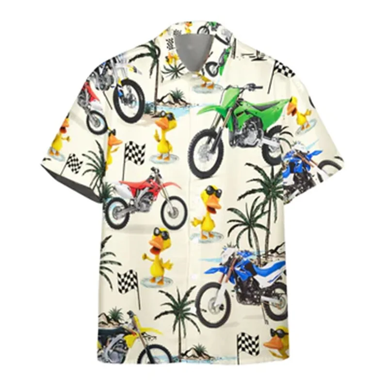 thumbnail image 1 of Camisetas hawaianas con estampado 3D de caza de patos para hombre, nuevas camisetas de playa de manga corta con botones y cuello vuelto, camisetas de lujo, 1 of 4