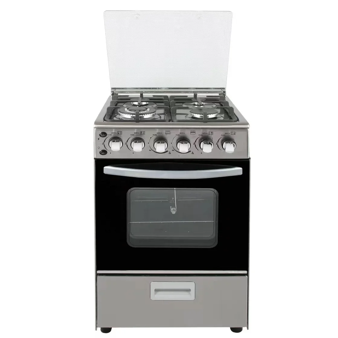 Gas Stove With Oven, Upright Connected, 6-6, 4-burner Multifunctional Integrated Oven 6