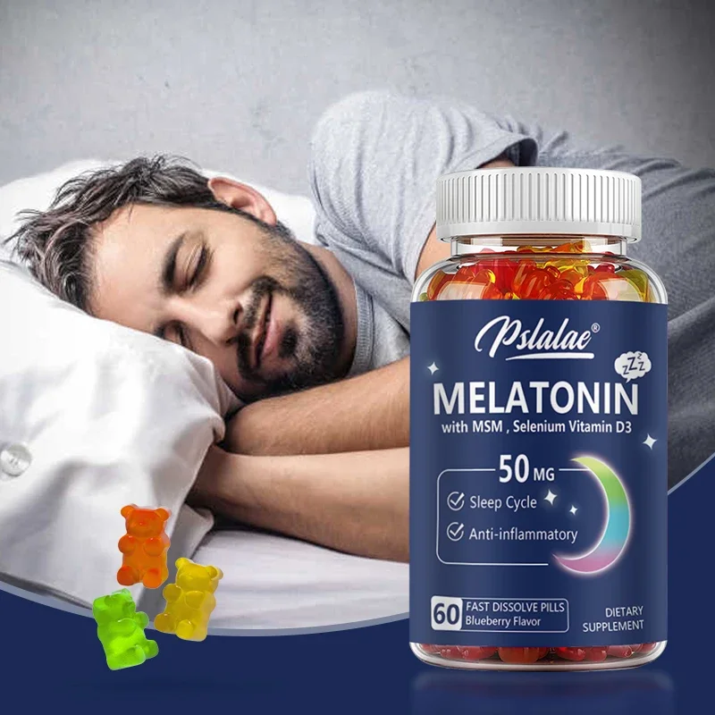 

Adult Melatonin Sugar-Free Gummies 50 mg - Extra Strength Melatonin with MSM, Selenium and Vitamin D3 - Vegan, Gluten Free