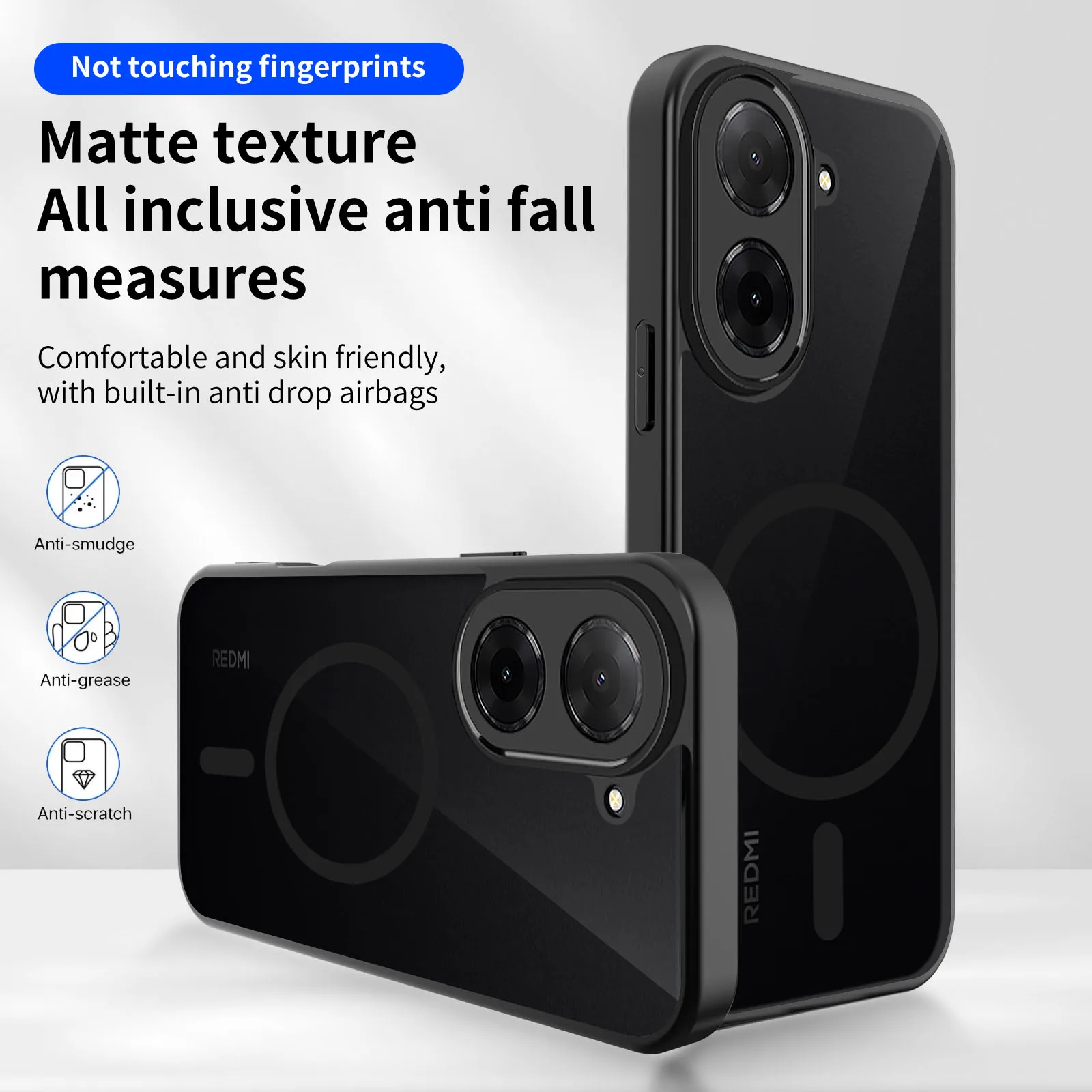 Matte Transparent Magnetic Wireless Charging Shockproof Case with Magsafe Compatibility