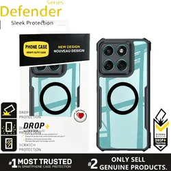 Transparent Shockproof Armor Magnetic Case - Four - Corner Defender Cover - MOTO G05 or E15 (Black - Magnetic)
