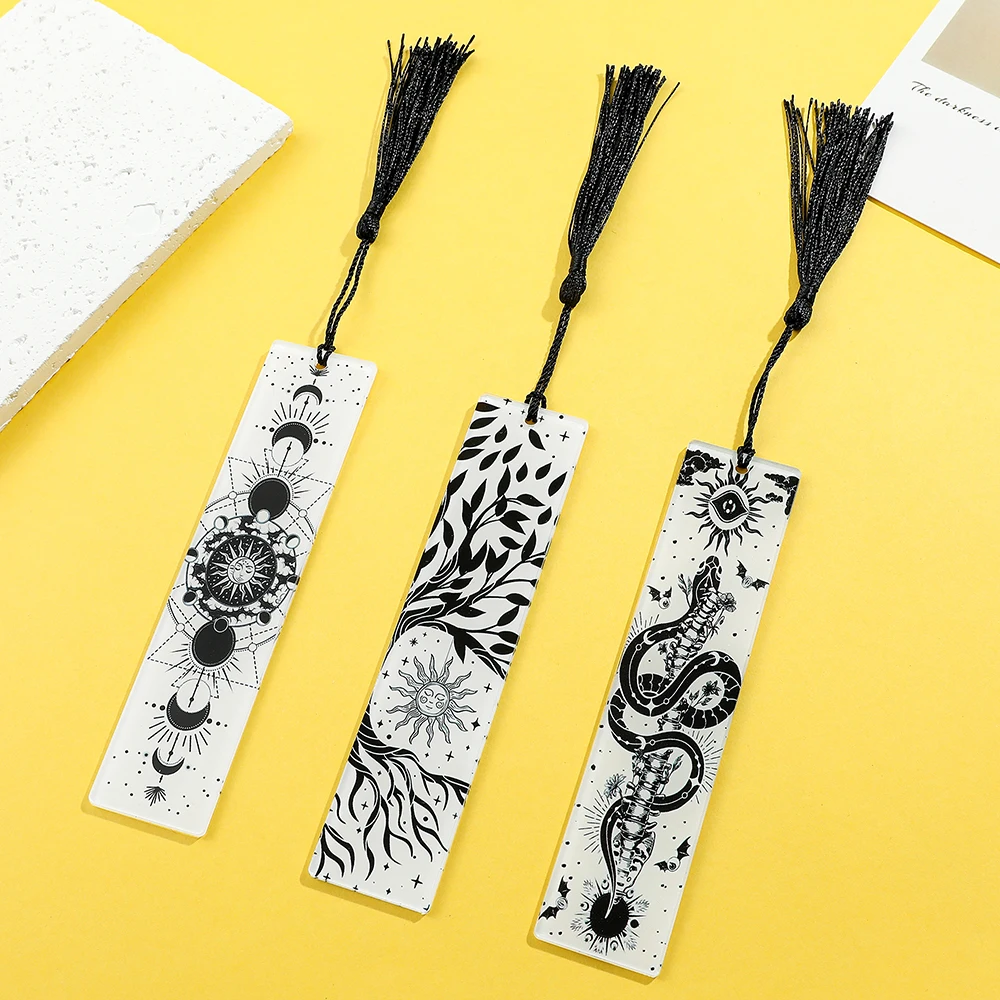 1pcs/2pcs Tree of Life Moon Tarot Element Patter Acrylic Bookmarks