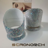 Luxury Rotary Rhinestone Makeup Organizers Sparkling Pencil Pen Holder Cosmetic Storage Tool Cosmetic Brush Storage Box 3 Slots 1