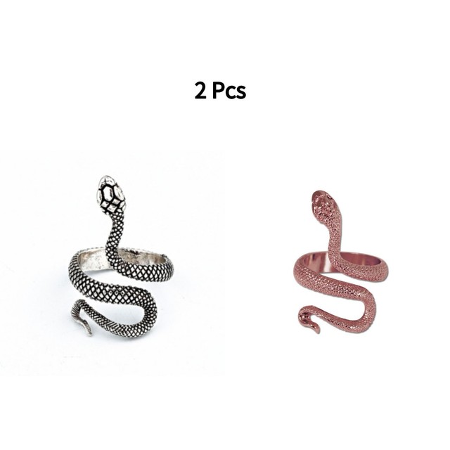 Punk Snake Ring for Men Women Exaggerated Antique Siver Color Fashion Personality Stereoscopic Opening Adjustable Rings