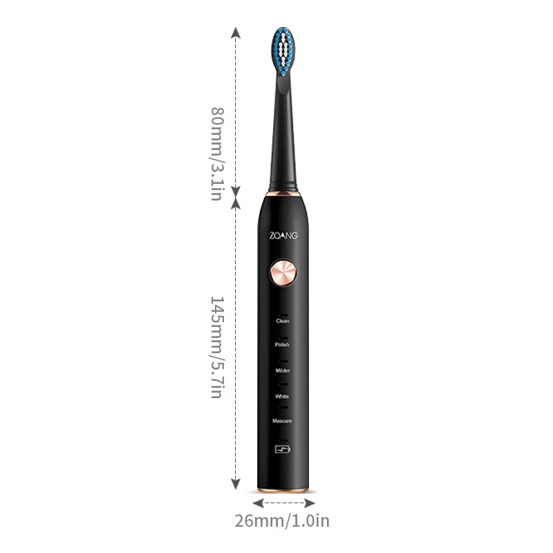 소닉 지능형 전동 칫솔 5단계 청소 모드 USB 충전식 휴대용 가정 및 여행용 구강 관리