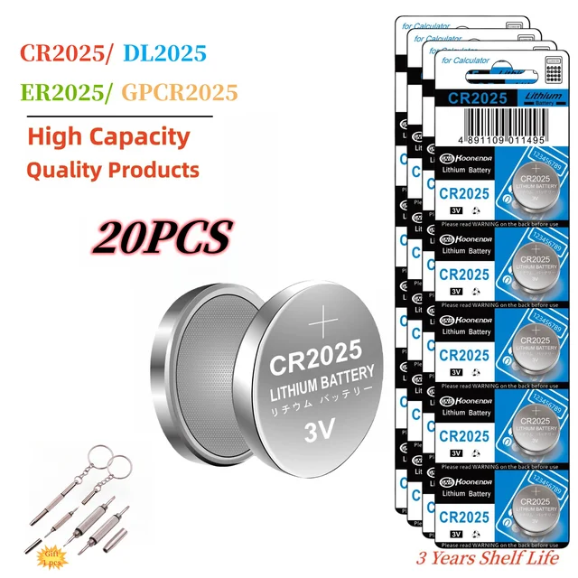  CR2025 Battery 100 Pack 3v Lithium Button Cell Coin 2025  Batteries : Home & Kitchen