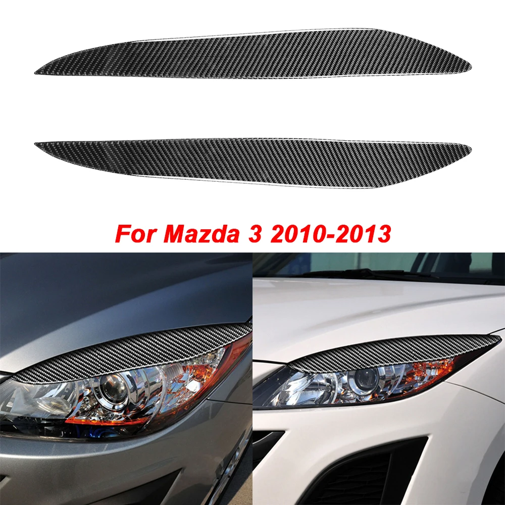 

1 Pair Headlight Eyebrow Eyelid Cover Wear Resistant Fit for Mazda 3 2010 2011 2012 2013 Carbon Fiber Exterior Decoration