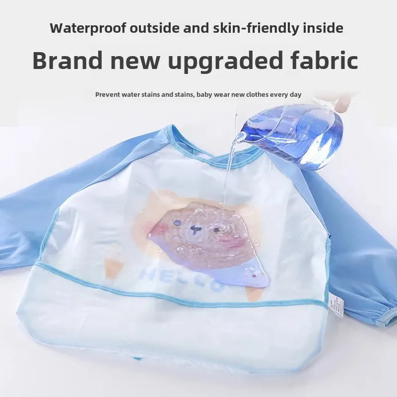 Long Sleeve Apron for Babies Waterproof Paint Drawing Anti Dirty Feeding Coat Child Eating Coverall Protective Clothing