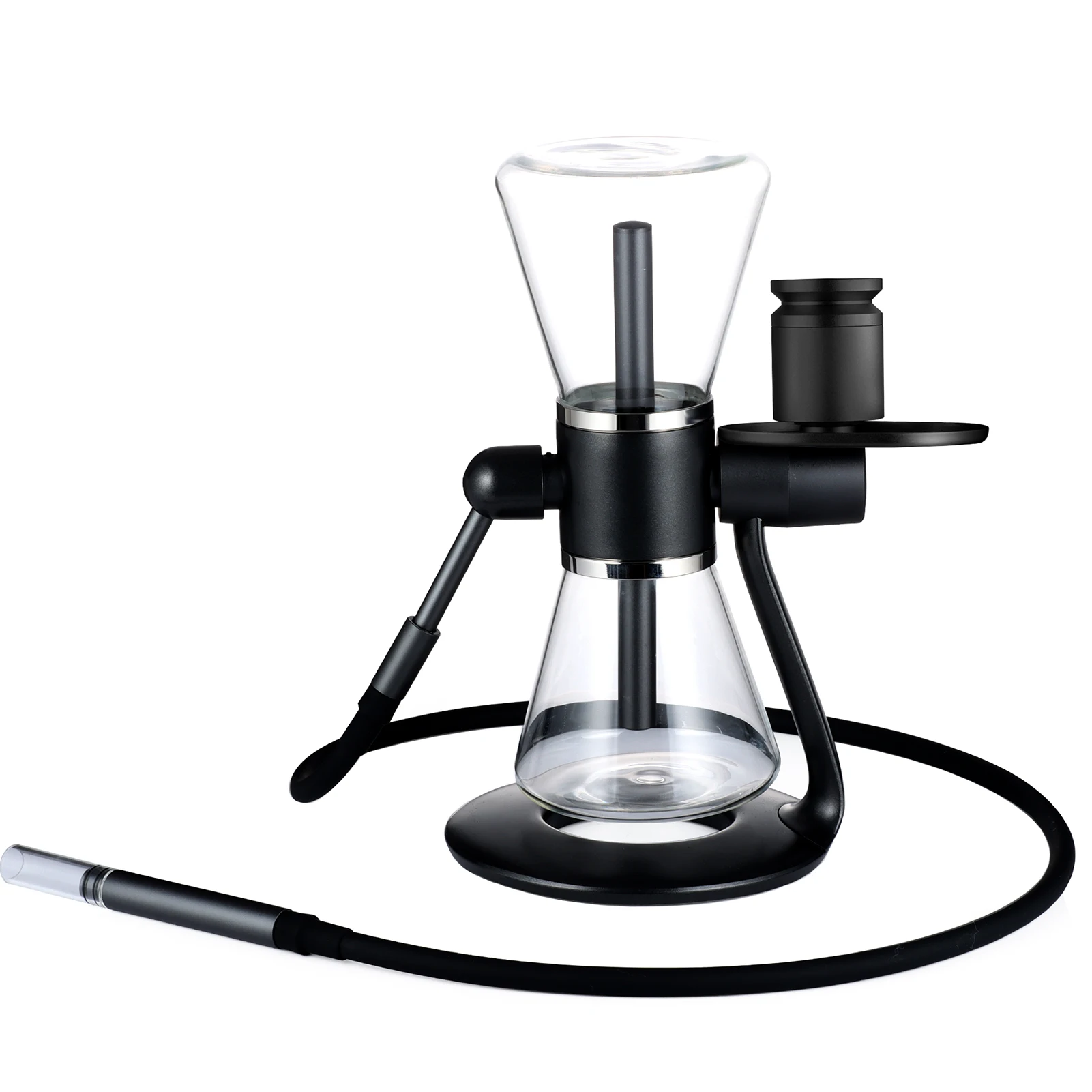 GravityHookah360HookahRotatingGlassMetalGravityShishaSANDGLAS