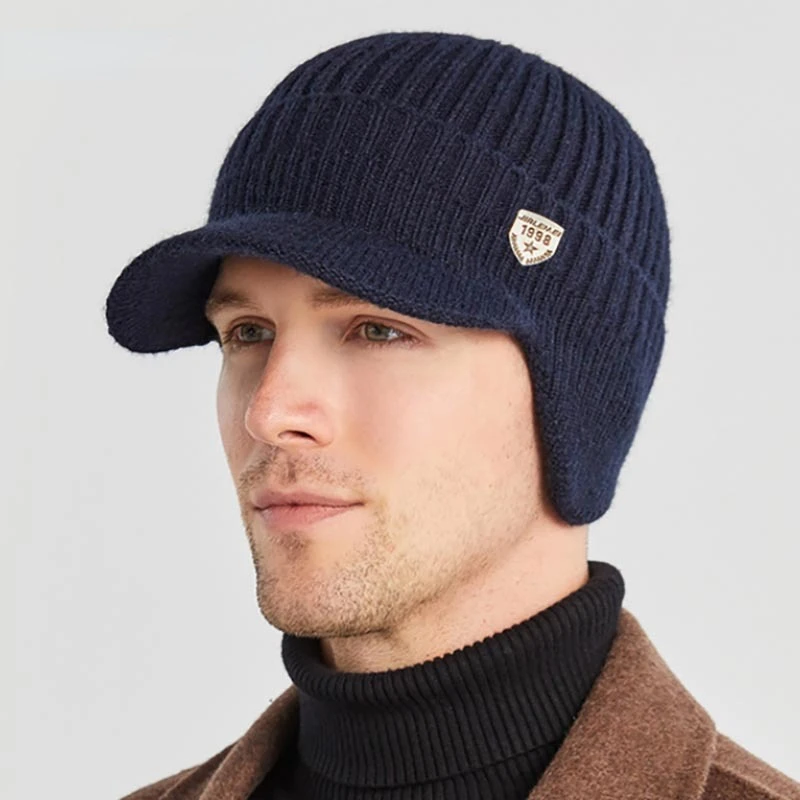 

Men Winter Knitted Hat Outdoor Cycling Ear Protection Warmth Hat Beanies Casual Fashion Bomber Hats Winter Hats for Men