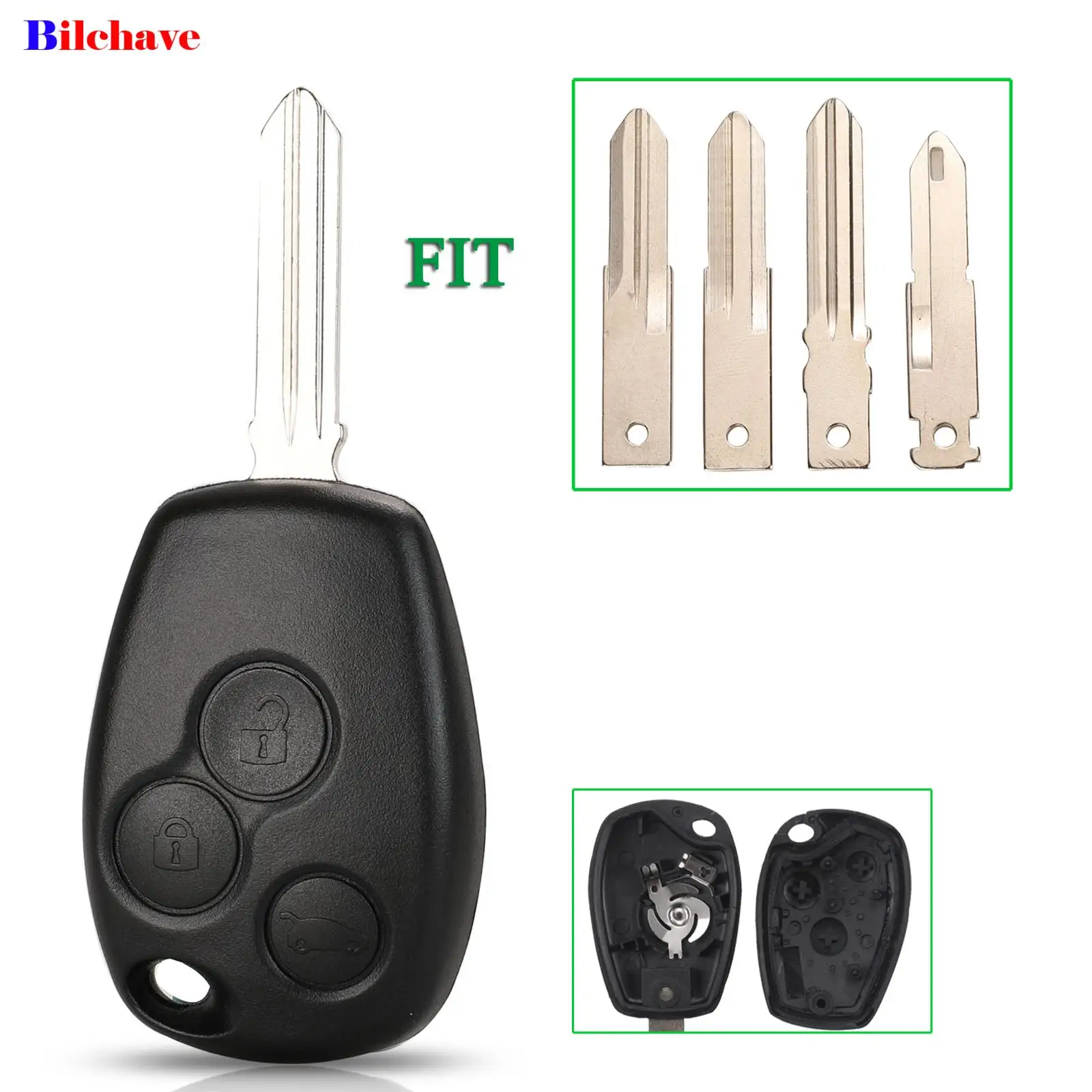 

jingyuqin 3 Buttons For Renault Megane Modus Espace Laguna Duster Logan DACIA Sandero Fluence Clio Kangoo Remote Key Shell Case