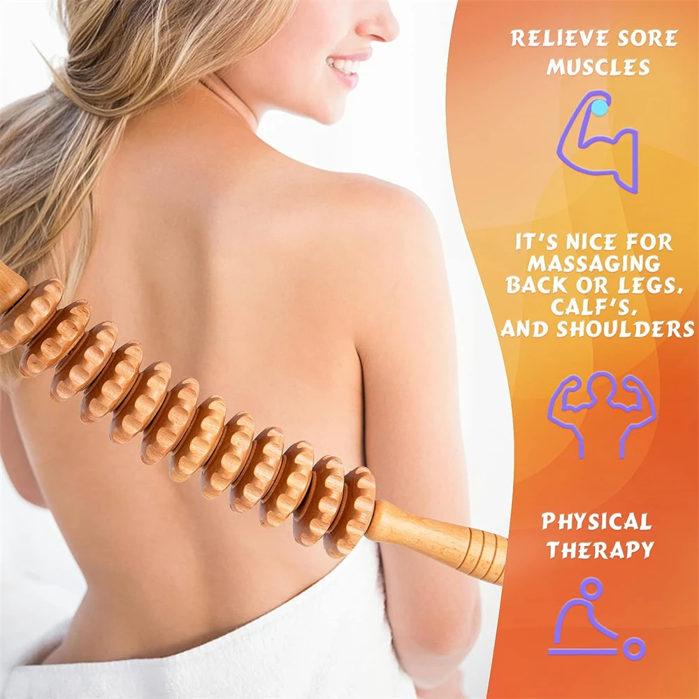 Natural curved massage roller in use