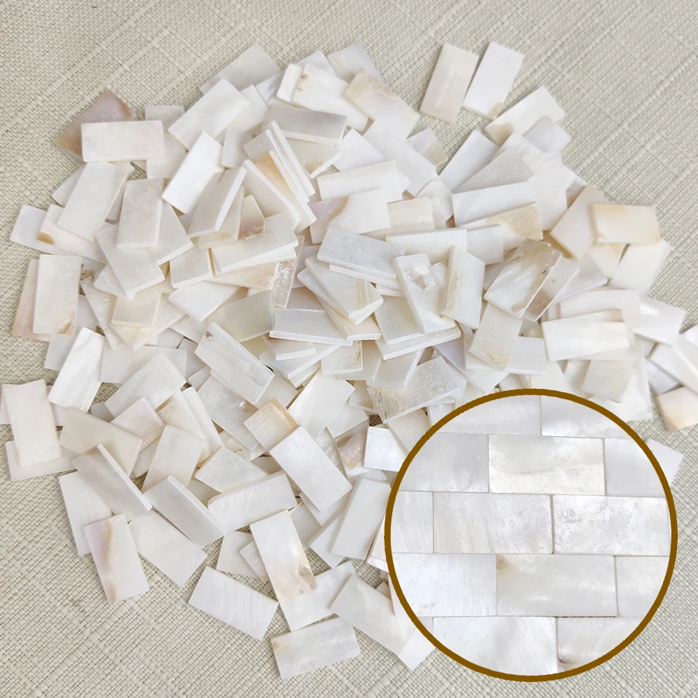 Rectangle Fanshape Mother of Pearl Mosaic Tile Pure White for Crafts DIY Decoration 50pcs mother pearl mosaic tiles,diy mosaic supplies