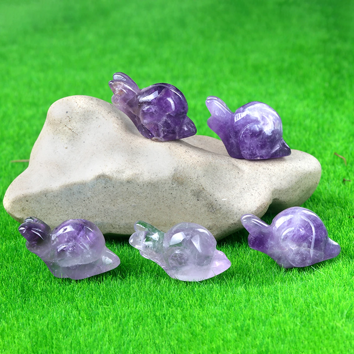 1PC Schnecke Geschnitzte Handwerk Ornamente Naturstein Healing Tier Figur Reiki Kristall Schmuck Hause Dekoration – Detail 13