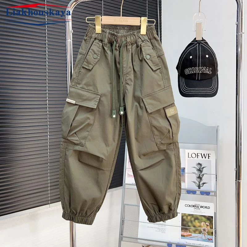 Cargo Pants For Boys Spring Autumn Children Trousers Casual Kids Streetwear Pants For 110-170cm