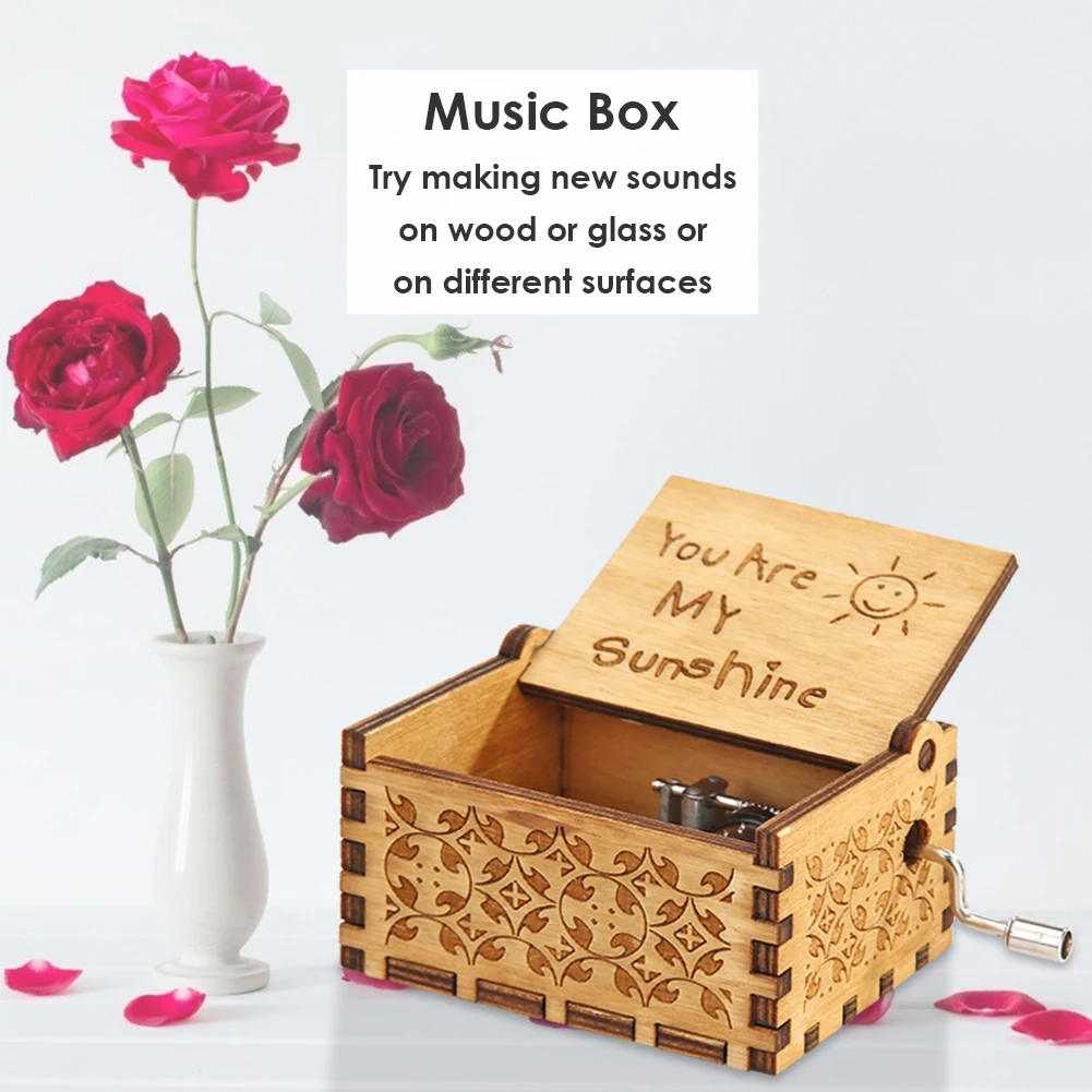 Hand Cranked Music Box Wooden Melody Box Kids Gifts