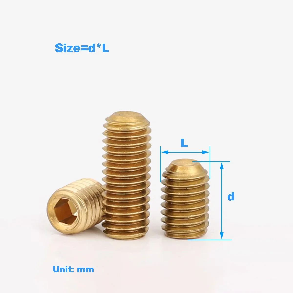 

Brass Hexagonal Set Screw / Copper Headless Concave Screw M2-M12