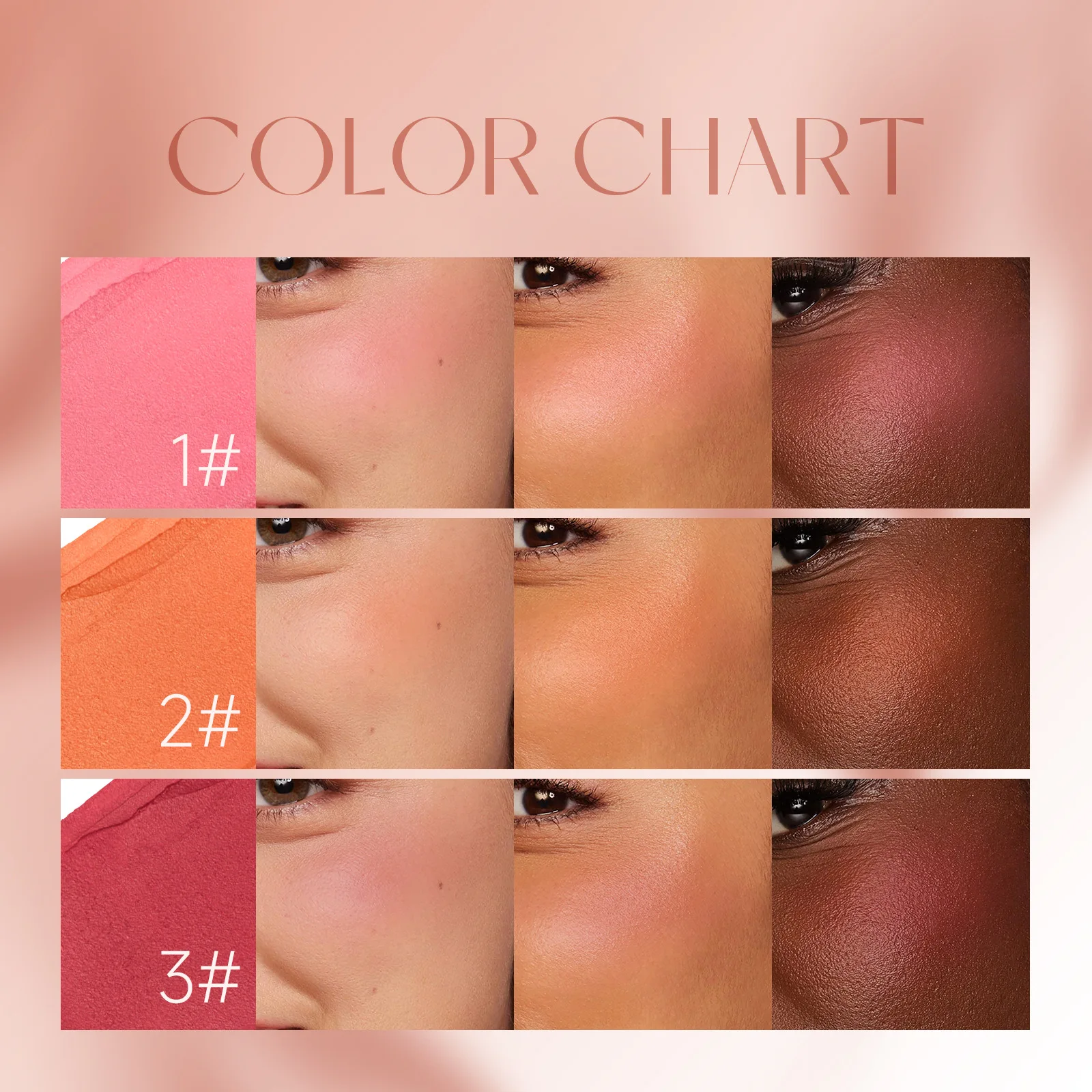 DEROL Matte Velvet Longlasting Sweatproof Blush Stick 30g Natural Nude Contour Brightening Complexion Solid Rouge Blush Makeups