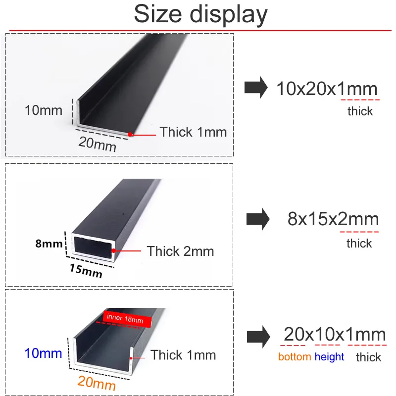 Right Angle aluminum L-shaped aluminum alloy profile U shape Groove rectangular tube aluminium tube
