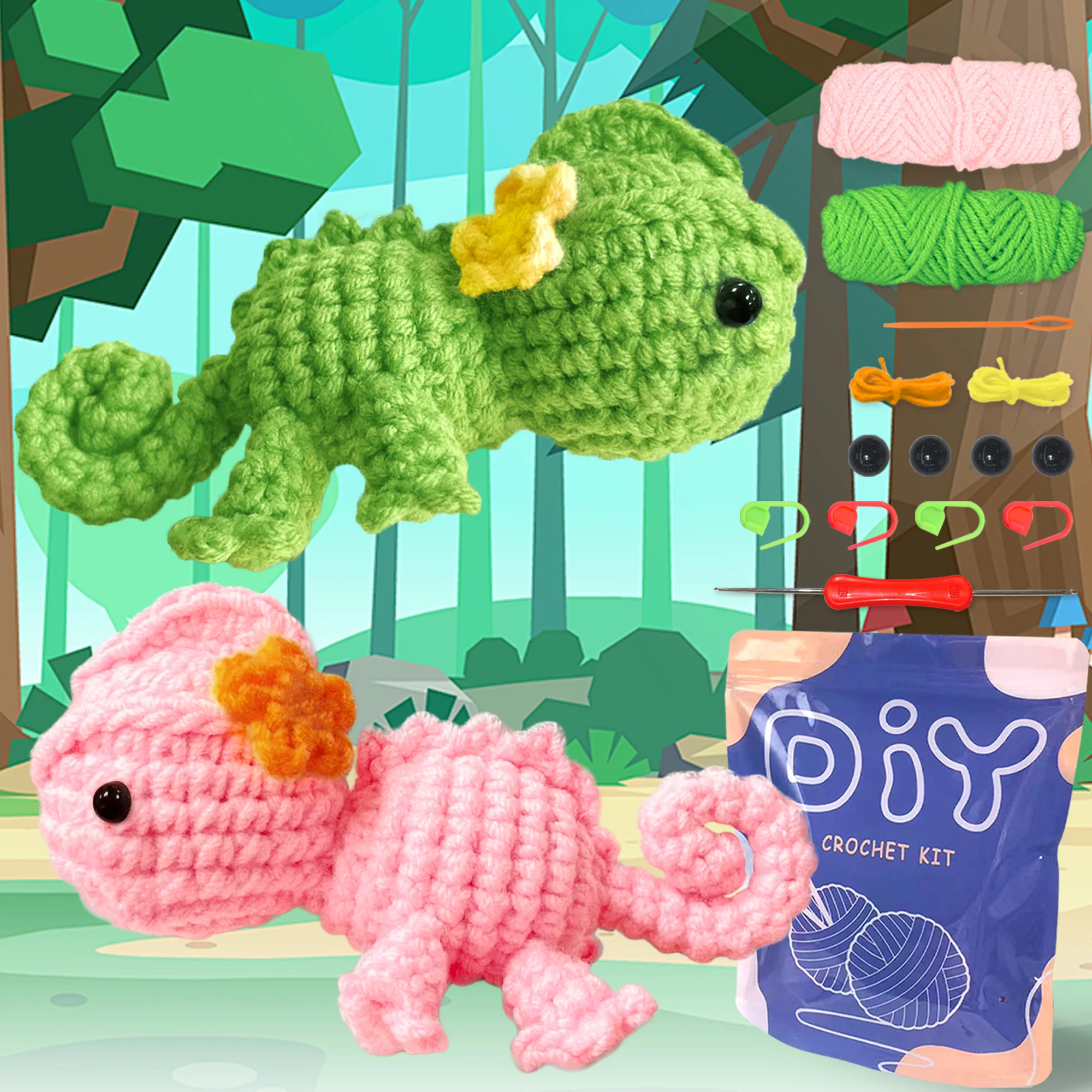Chameleon Crochet Kit with Video Tutorial