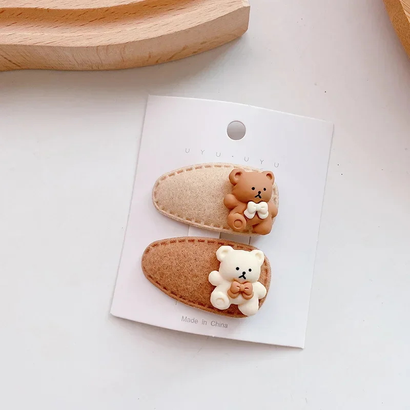 2pcs/set Korean Cute Star Cartoon Bear Coffee Color Hair Clips for Baby Children Barrettes Headwear Girls Kids Hair Accessories