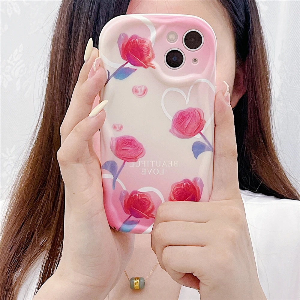 Cute Cartoon Graffiti Case with Curly Wave Edge Cover