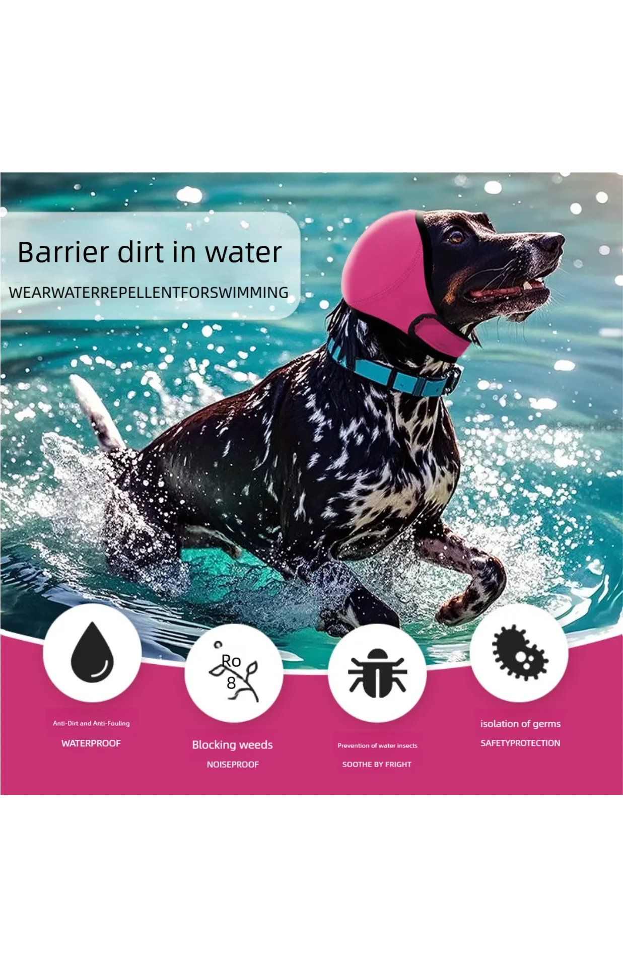 Pet Dog Earplugs for Summer Swimming Waterproof Head Cover Noise Reduction Soundproofing and Emotional Soothing Head Cover