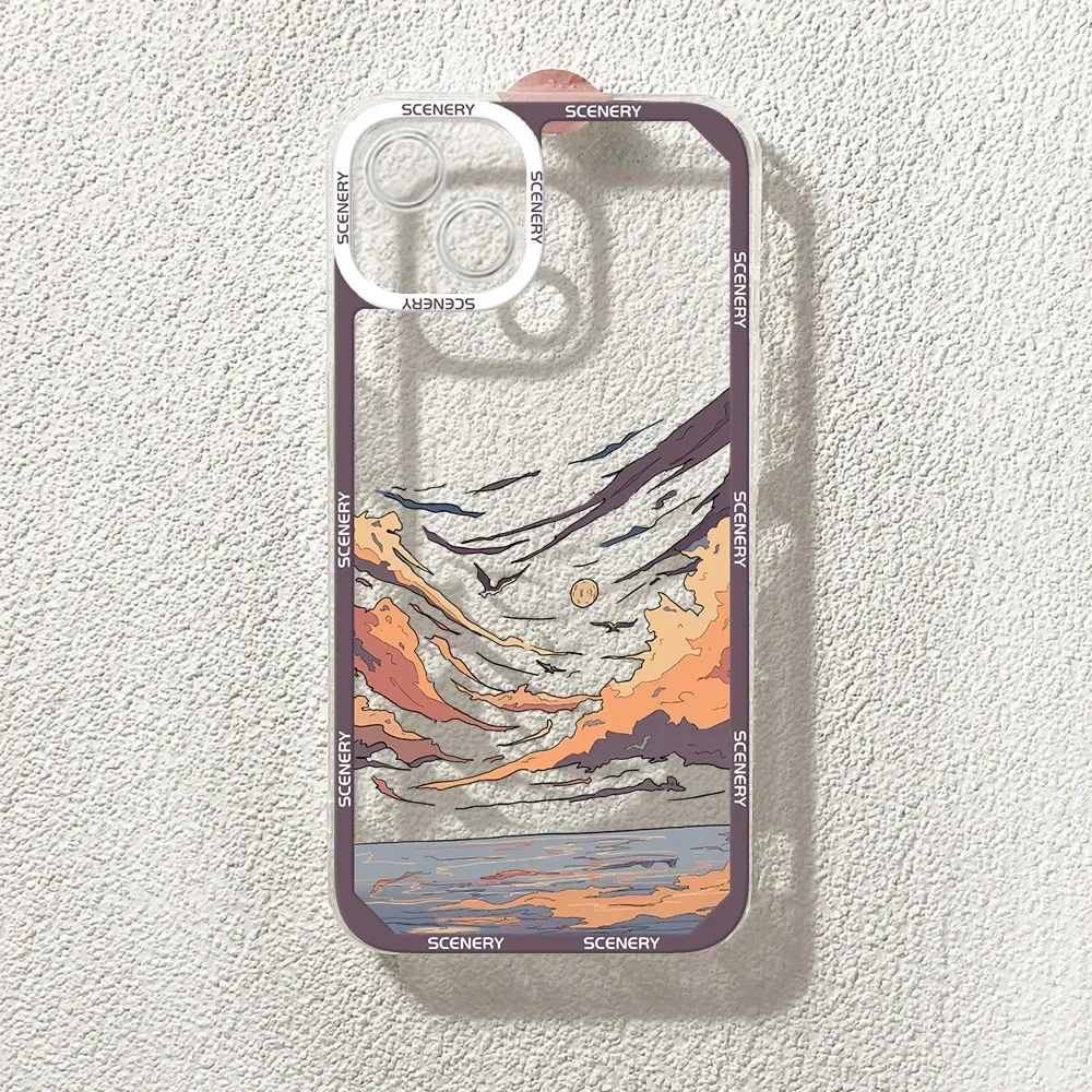 Aesthetic Anime Landscape Transparent Phone Case - Soft, Scenic Design Cover