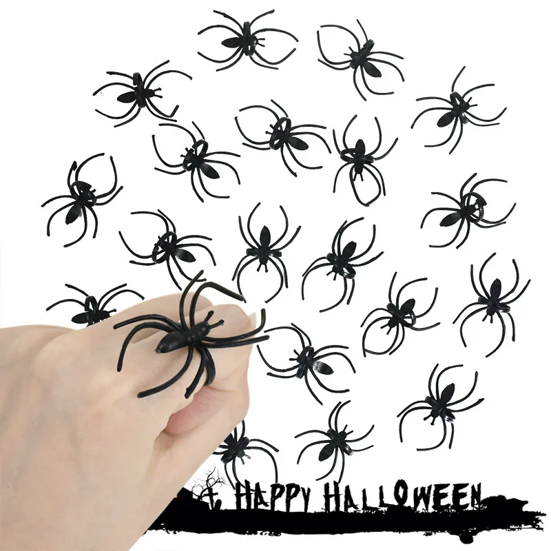 

20/50Pcs Simulation Plastic Spider Ring Kids Toy Halloween Prank Props Halloween Party Favors Trick or Treat Decoration Supplies